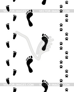 Prints of feet and paws - vector clipart