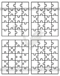 Четыре головоломки, отдельные части - иллюстрация в векторном формате