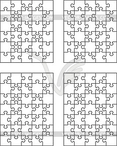 Four jigsaw puzzles, isolated  - vector image