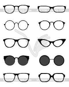 Silhouettes of different eyeglasses  - vector clipart