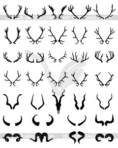 silhouettes of different horns  - vector clipart
