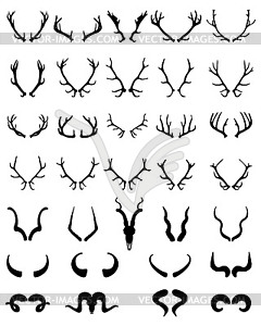 silhouettes of different horns - vector clipart
