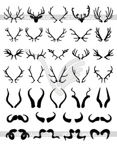  silhouettes of different horns  - vector clip art