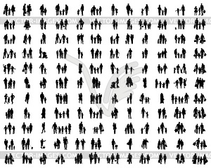 Silhouettes of families - vector clip art