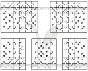  puzzles, separate pieces - vector clipart