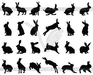 Силуэты кроликов - клипарт в векторе