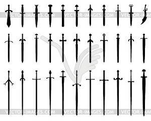 Черные силуэты мечей - иллюстрация в векторе