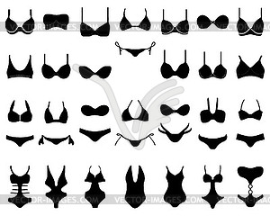 Silhouettes of swimwear and bikini - vector image