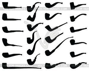 Silhouettes of tobacco pipes - vector clipart