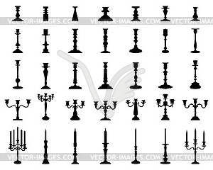 Silhouettes of candlesticks - vector clip art