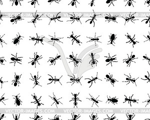 Silhouettes of ants, seamless - vector clipart