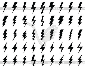  icons of thunder and flash lighting - vector clipart