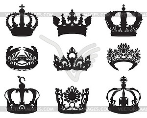 Black silhouettes of crowns - vector clipart