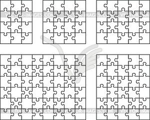 White puzzles, separate pieces - vector clipart