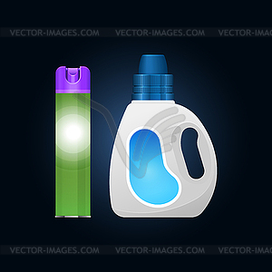 Plastic bottle and aerosol - vector image