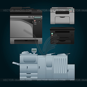 Set of color laser printer in vector. Digital - vector clipart