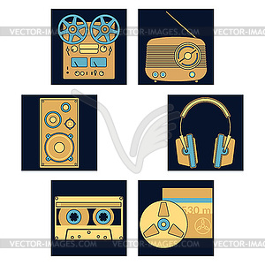 Sound equipment icons - vector clip art