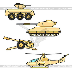 Military icons - color vector clipart
