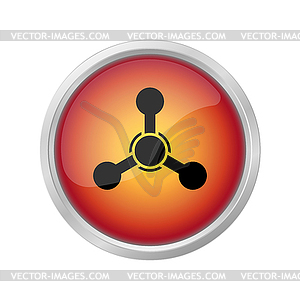 Danger sign of hazard icon on red button - vector image