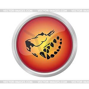 Predators dangerous animals sign icon on red button - vector clip art