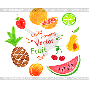 Felt pen fruit - vector clipart