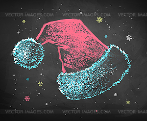 Chalked sketch of Santa Claus hat - vector clipart