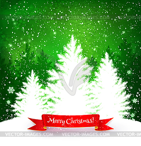 Christmas green and white background - color vector clipart