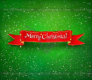 Red Christmas ribbon banner - vector image