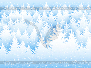 Christmas background with winter forest - vector image