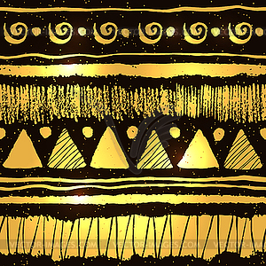 Ethnic pattern in gold and black colors - vector image