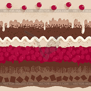 Cherry cake seamless pattern - vector clipart