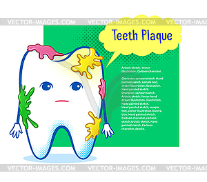 Cute aching tooth character - vector clipart