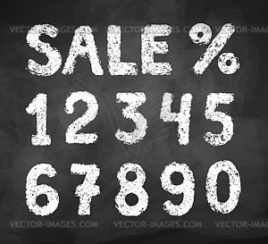 Chalk drawn numbers - vector clip art