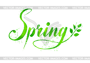 Spring word watercolor lettering - color vector clipart