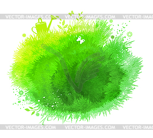 Spring watercolor green background - vector image