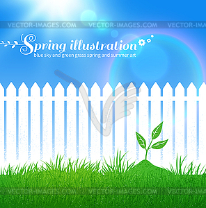 Spring background with growing sprout - vector clipart