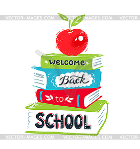 Apple with Back to School lettering - vector image