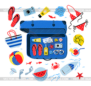 Summer seaside vacation set - stock vector clipart