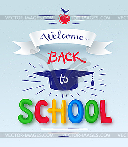 Back to School poster with plasticine letters - vector clip art