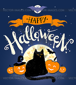 Happy Halloween открытка - изображение векторного клипарта