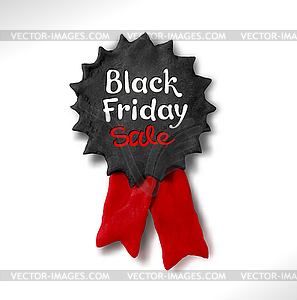 Black Friday lettering and plasticine medal banner - vector clip art