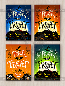 Trick or Treat Halloween postcards designs - vector image