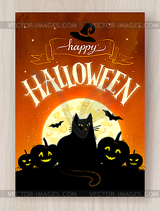 Дизайн открытки на Хэллоуин с надписью - векторный клипарт EPS