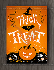 Trick or Treat Halloween postcard design - vector image