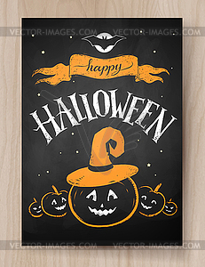 Halloween design with lettering and pumpkin - vector image