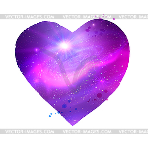 Heart shape with ultraviolet outer space - vector image