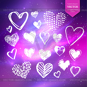 White grunge hearts - vector clip art