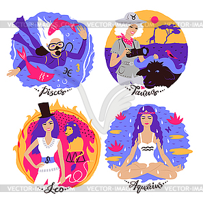 Collection of Zodiac signs - vector clipart