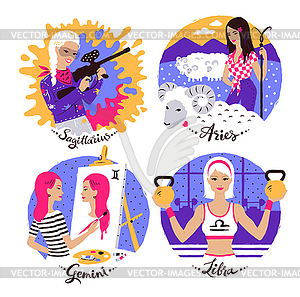 Collection of Zodiac signs - vector image