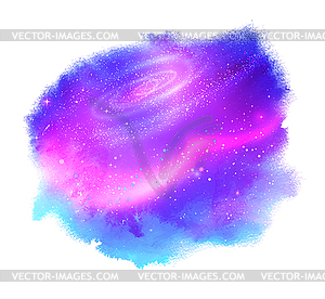 Watercolor stain with glowing outer space - vector EPS clipart